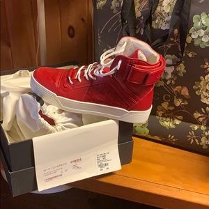 Men’s Leather Gucci Signature Red Sneakers